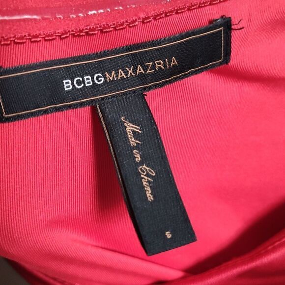BCBG MaxAzria One Shoulder Satin Red Draped Top Size Small - Picture 6 of 7